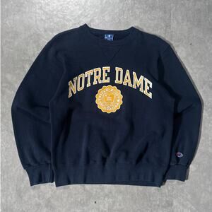 90's Vintage Notre Dame Champion Navy Crewneck -S